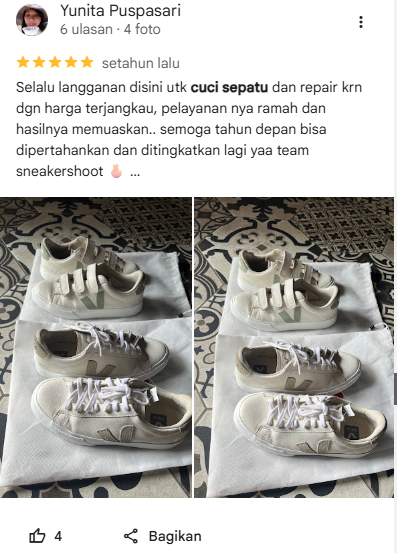Rating Pelanggan Cuci Sepatu dan Unyellowing Sepatu di Sneakershoot