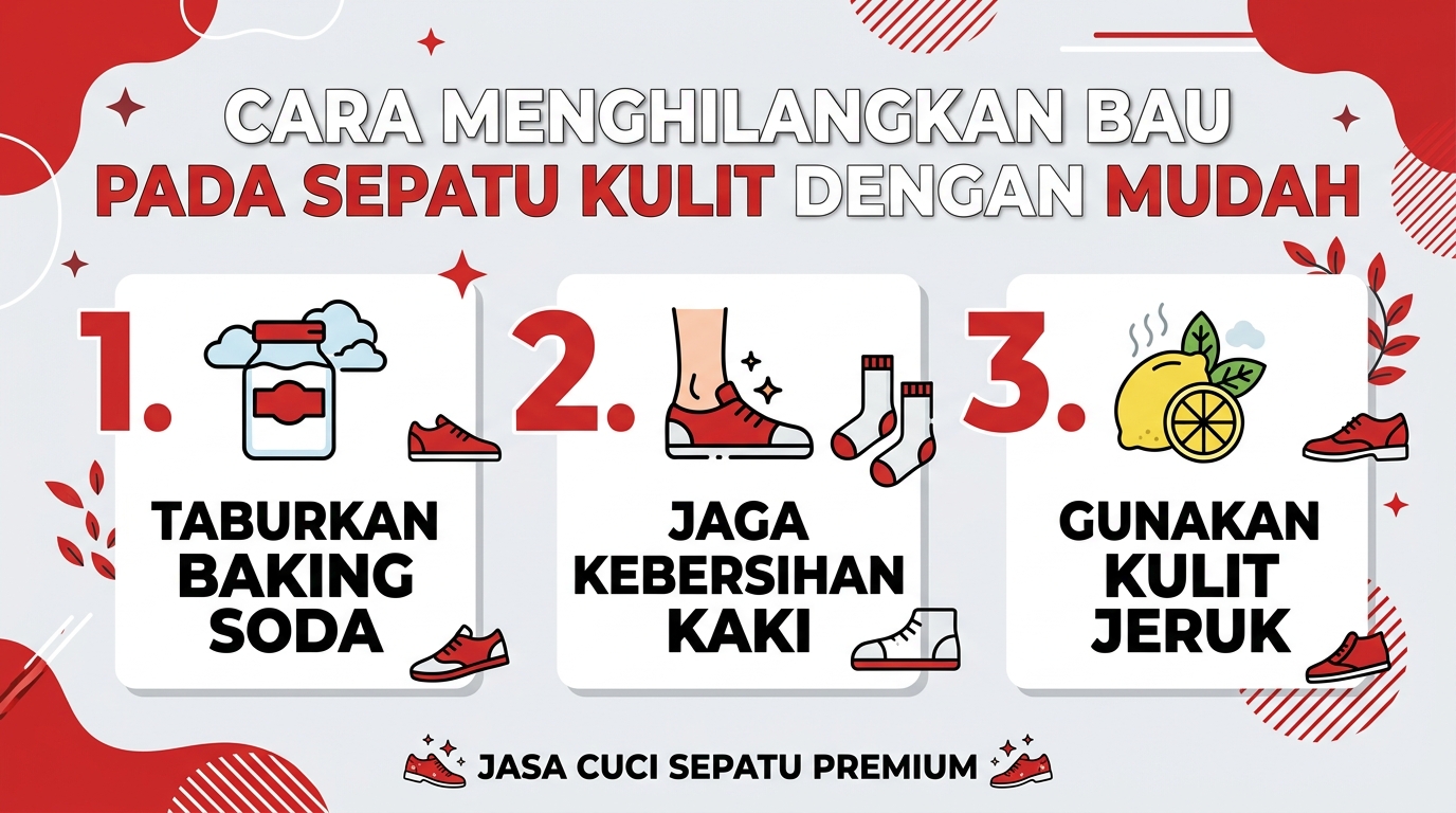 Infografik Cara Menghilangkan Bau pada Sepatu Kulit dengan Mudah