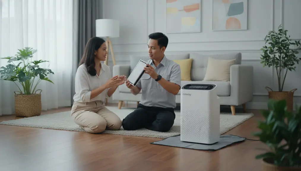Pemeriksaan filter HEPA H13 sterilizer udara yang bersih untuk mematikan kuman dan virus di dalam rumah pelanggan - home-steril.com