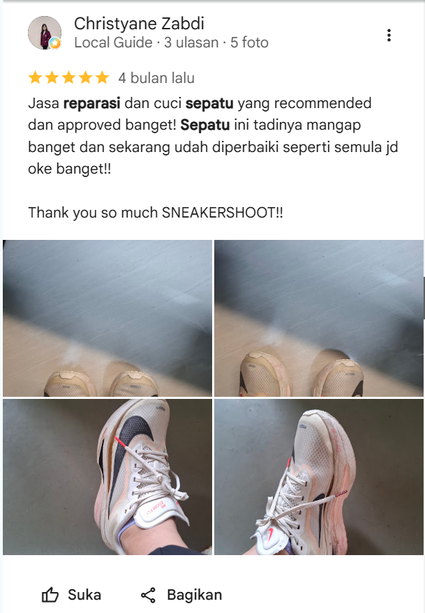 Testimoni Pelanggan Benerin Sepatu di Sneakershoot
