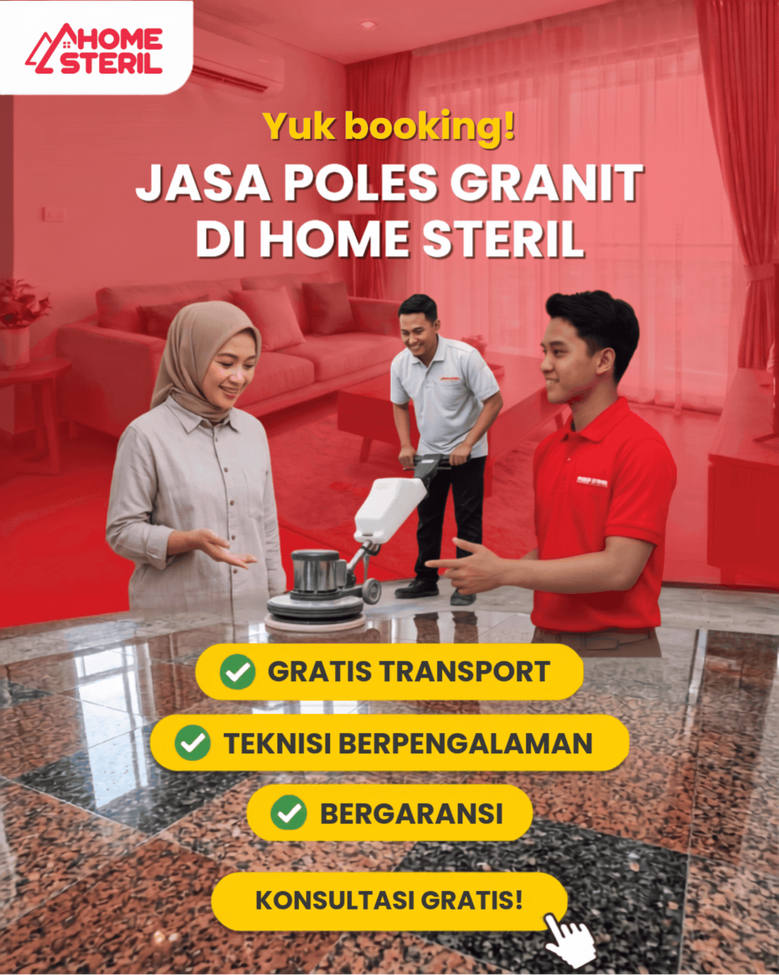 Jasa Poles Granit di Home Steril