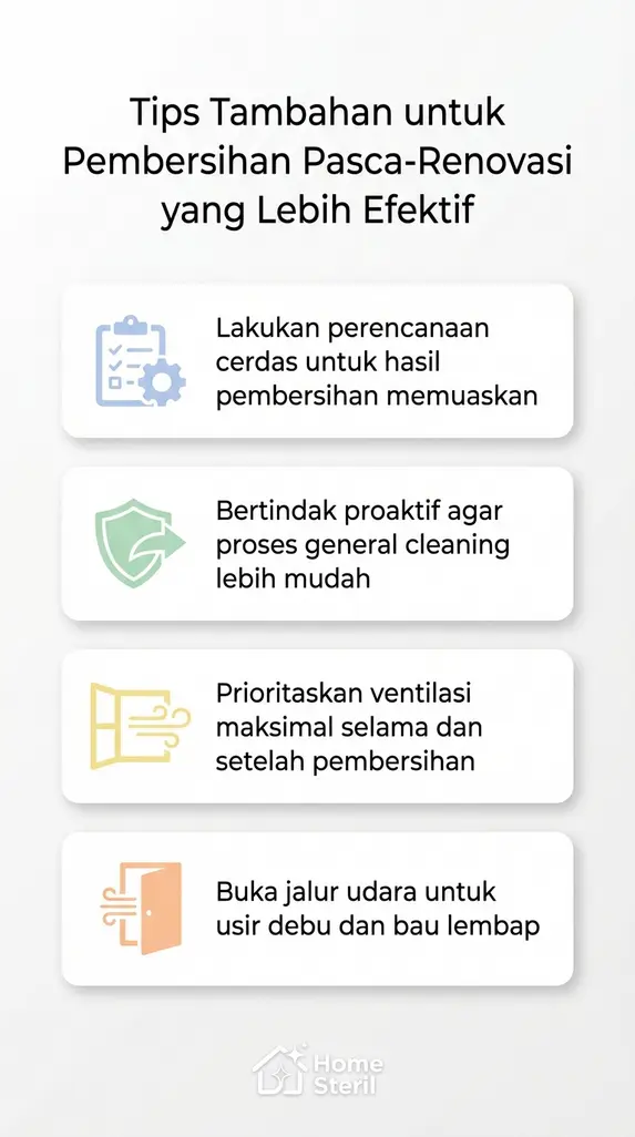 Tips Tambahan untuk Pembersihan Pasca-Renovasi yang Lebih Efektif