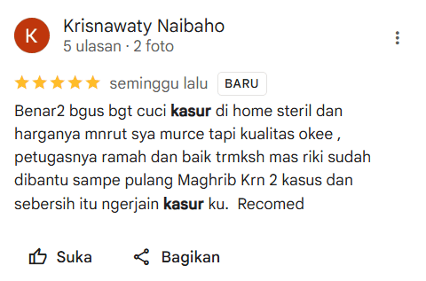 Rating Pelanggan Home Steril