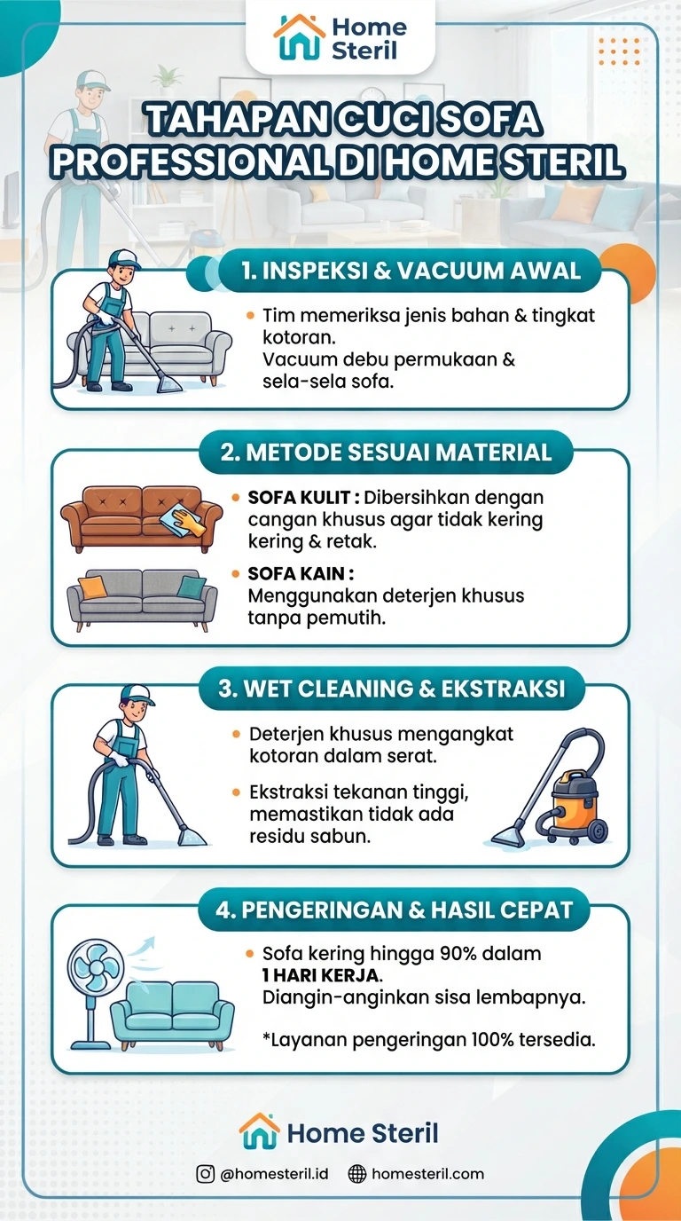 Infografik : Tahapan Cuci Sofa Profesional Di Home Steril