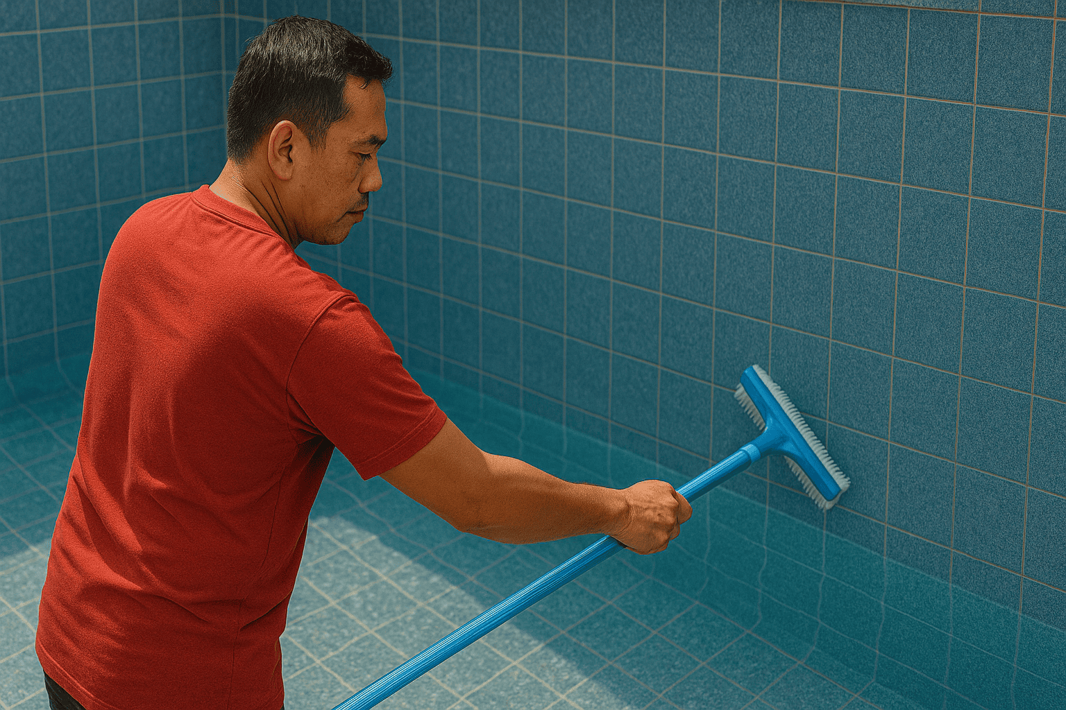 Penyikatan Dinding dan Dasar Kolam