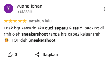 Review Pelanggan Laundry Tas di Sneakershoot.id