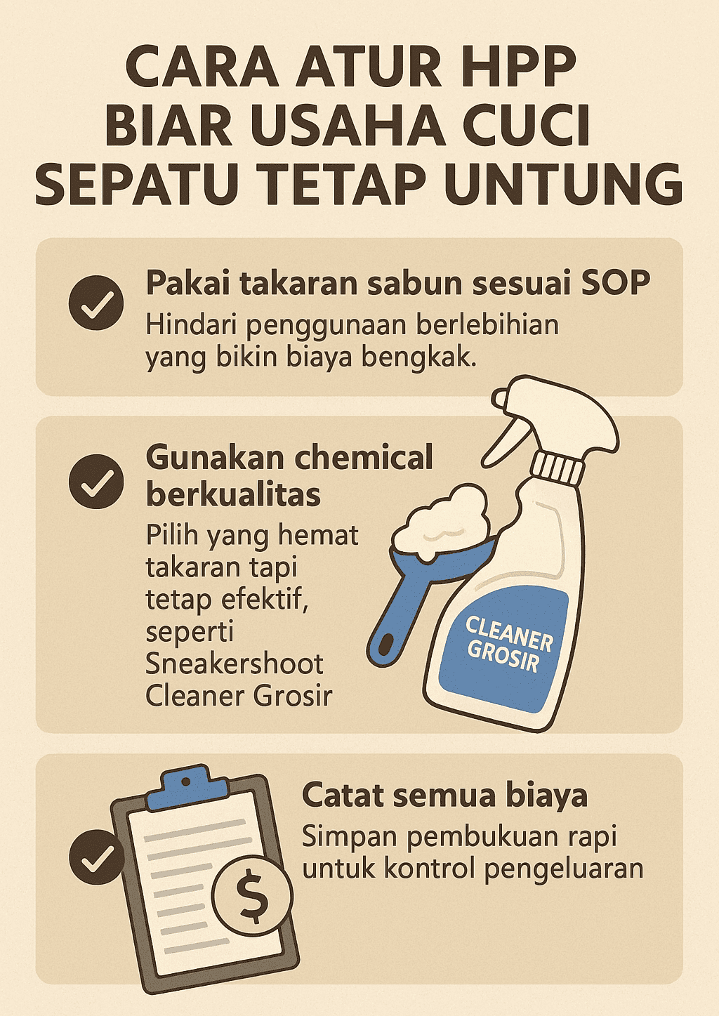 Infografik: Cara Atur HPP Biar Usaha Cuci Sepatu Tetap Untung