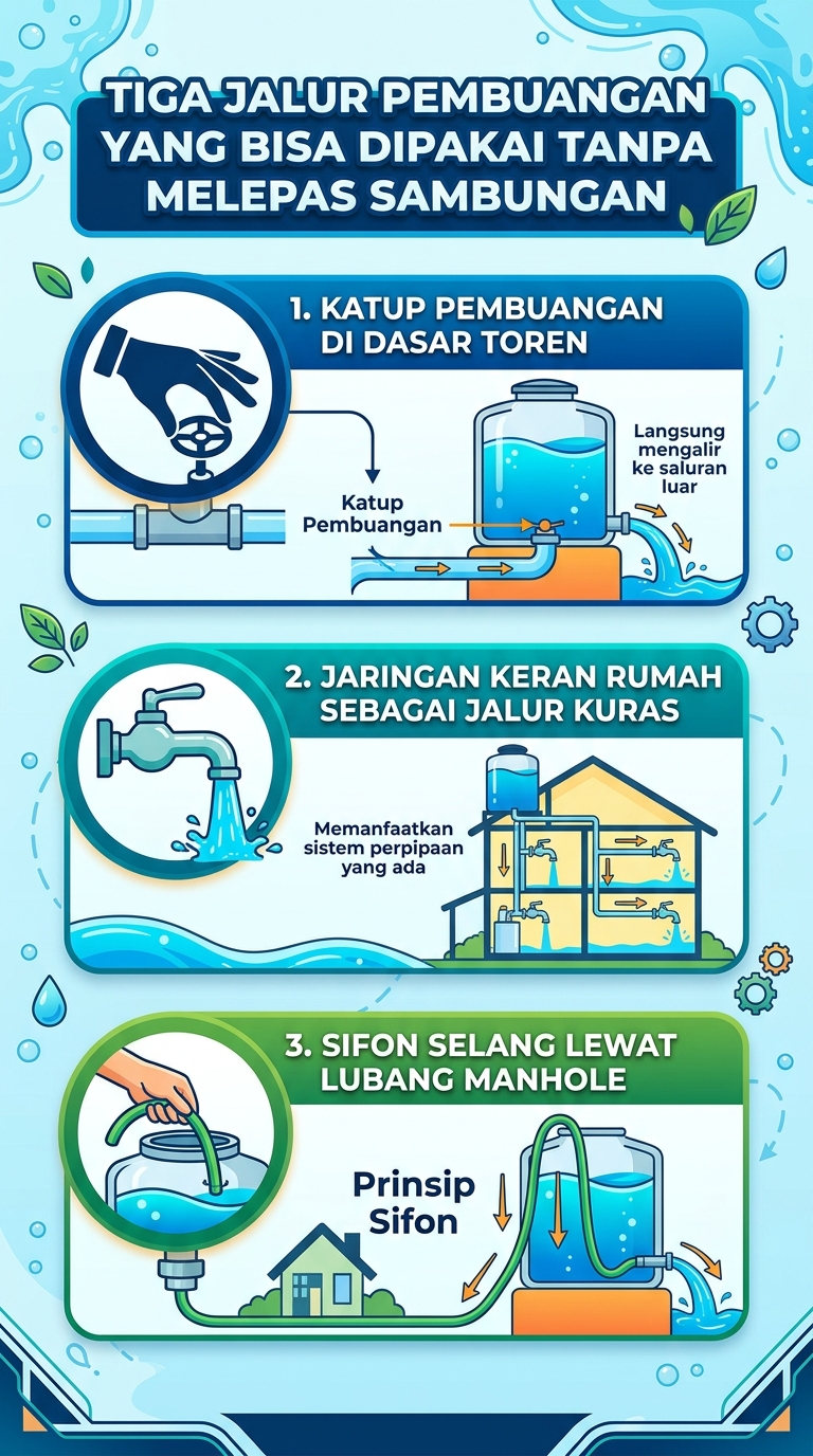 Infografik : Tiga Jalur Pembuangan yang Bisa Dipakai Tanpa Melepas Sambungan