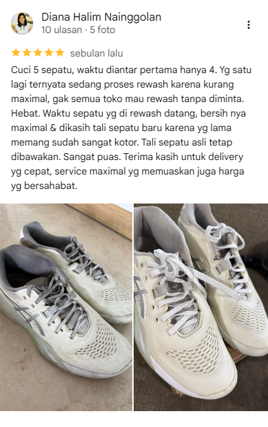 Rating dan Ulasan Pelanggan Cuci Sepatu di Sneakershoot