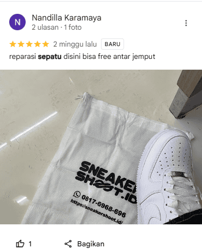 Ulasan Pelanggan Perbaiki Sepatu di Sneakershoot.id