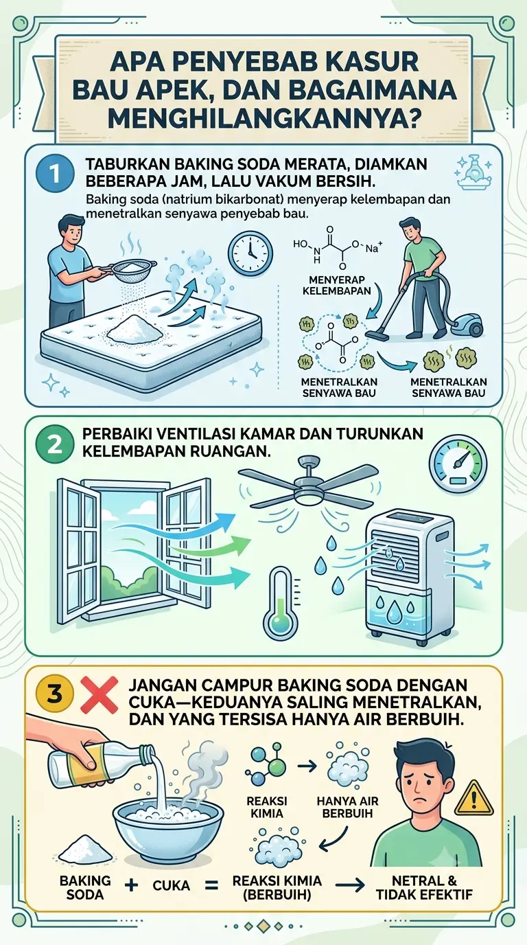 Infografik : Apa penyebab kasur bau apek, dan bagaimana menghilangkannya?