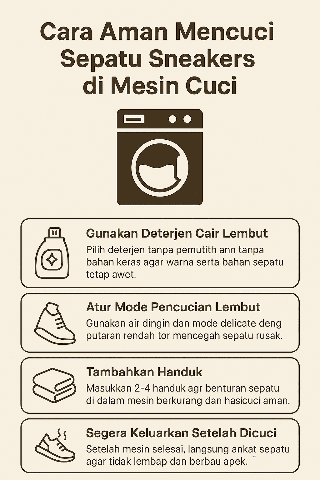 Cara Aman Mencuci Sepatu Sneakers di Mesin Cuci
