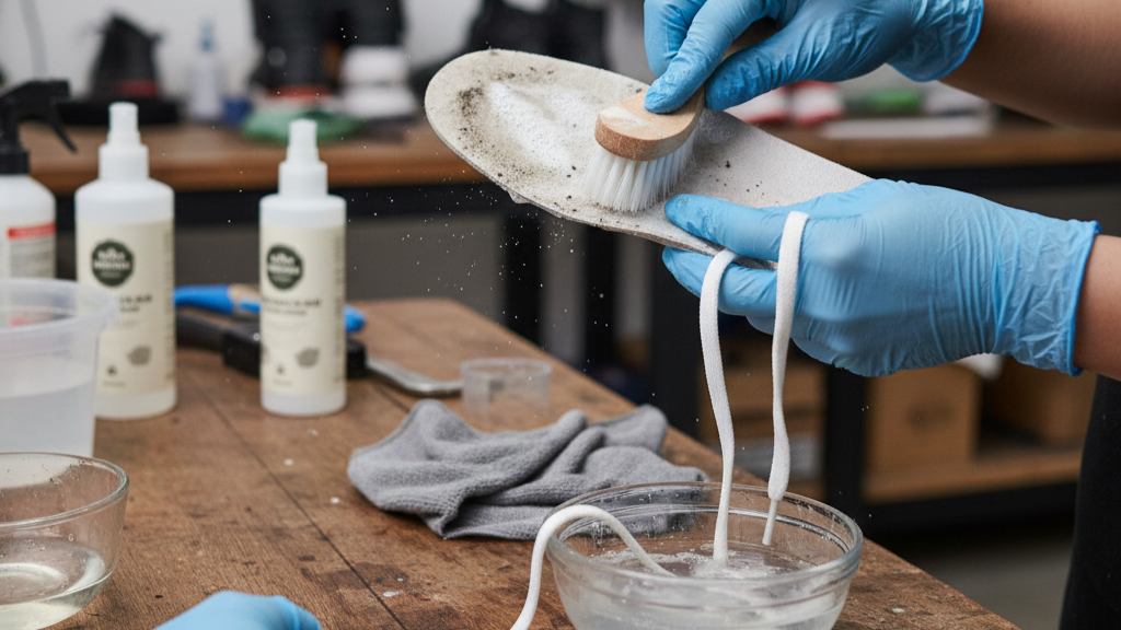 Melepas Tali Sepatu dan Insole Sepatu