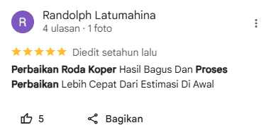 Ulasan Pelanggan Yang Reparasi Koper di Sneakershoot.id