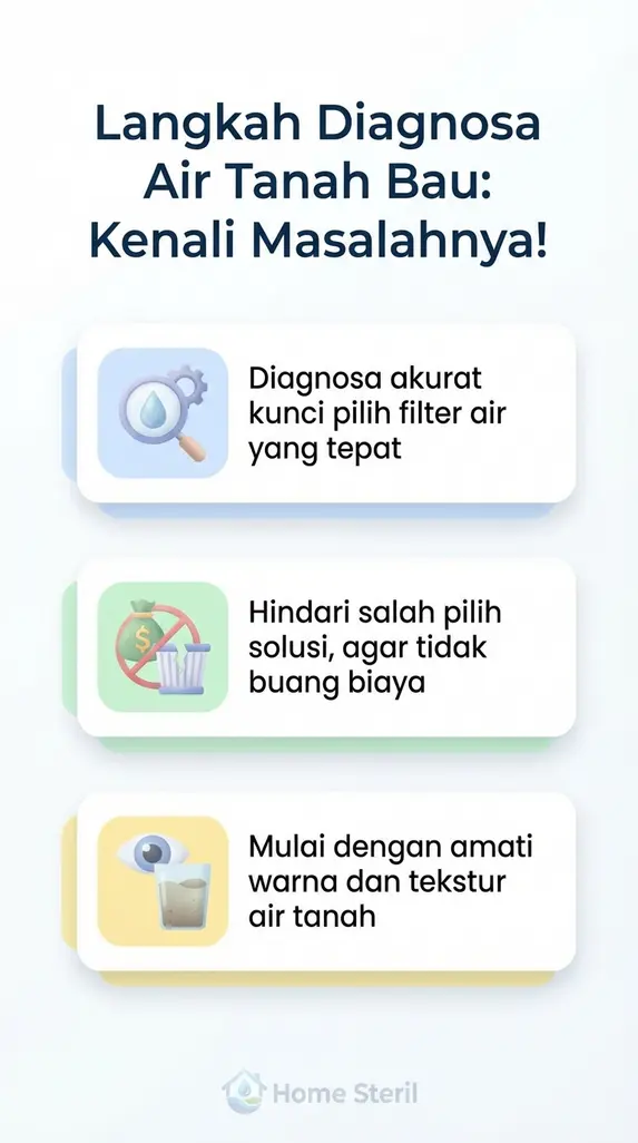 Alur skema praktis diagnosa kualitas air tanah berbau lumpur di lapangan - home-steril.com
