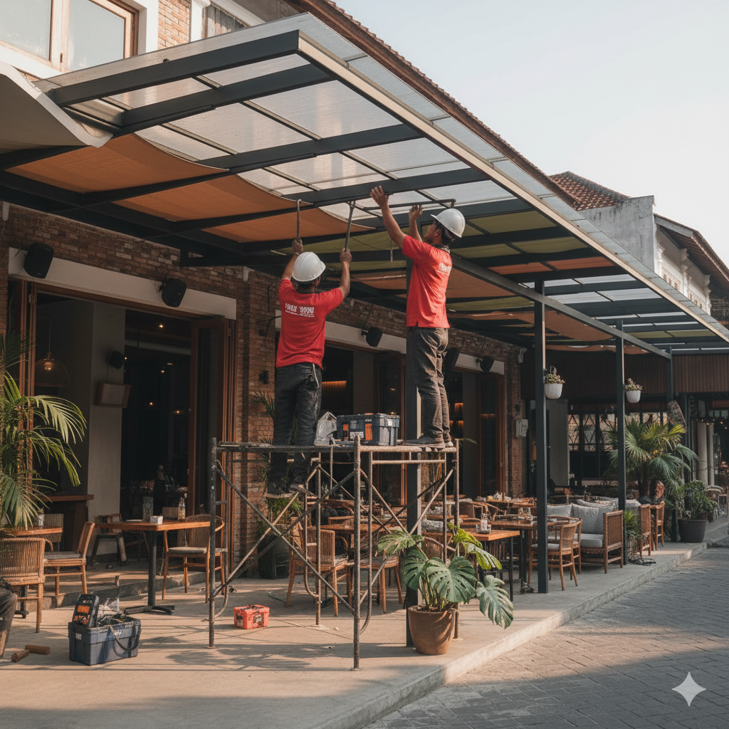 Proses Pemasangan Kanopi Profesional oleh Home Steril