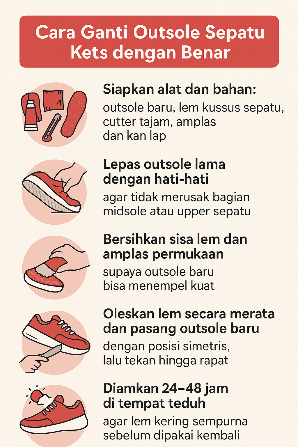 Cara Ganti Outsole Sepatu Kets dengan Benar