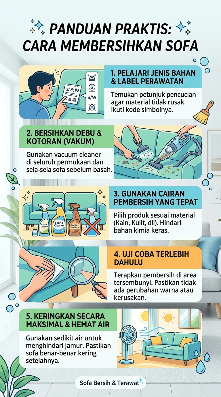 Infografik : Panduan Praktis : Cara Membersihkan Sofa