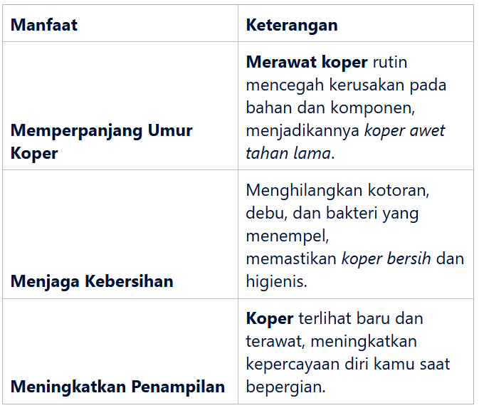 Manfaat Menjaga Koper Secara Berkala