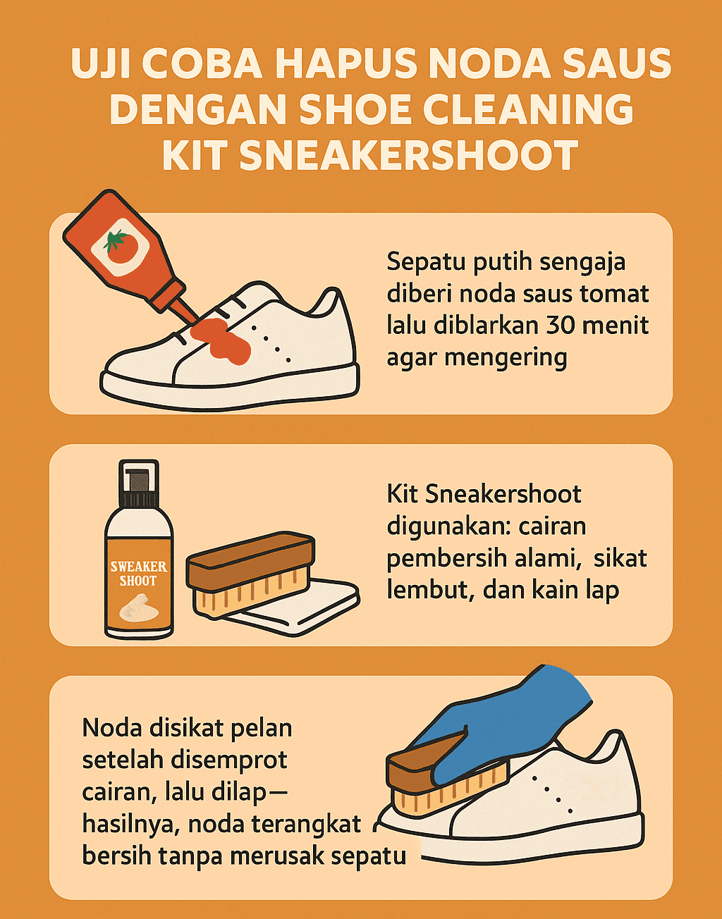 Infografik: Uji Coba Hapus Noda Saus Dengan Shoe Cleaning Kit Sneakershoot