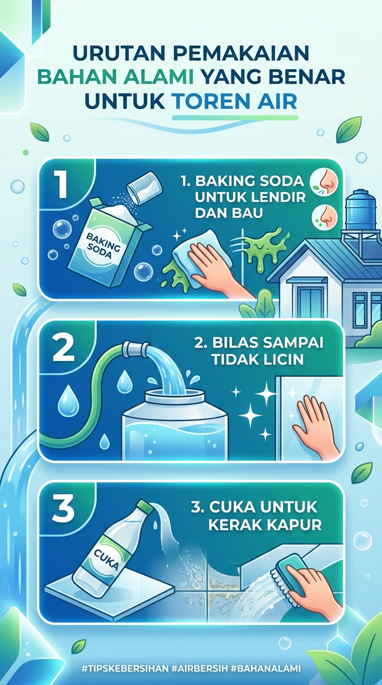 Infografik : Urutan Pemakaian Bahan Alami yang Benar untuk Toren Air