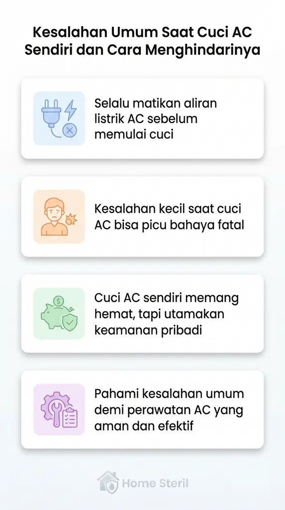Kesalahan Umum Saat Cuci AC Sendiri dan Cara Menghindarinya