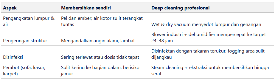perbedaan deep cleaning profesional dengan membersihkan sendiri - home-steril.com