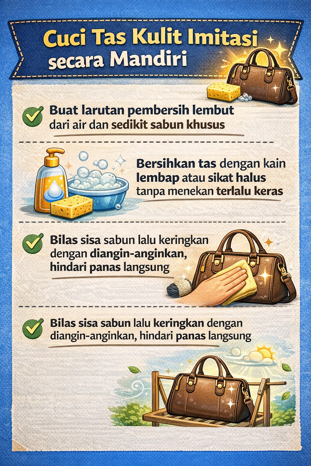 Cuci Tas Kulit Imitasi secara Mandiri