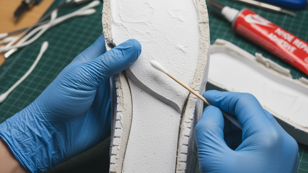 Menghilangkan Residu Lem Sol Sepatu Lama