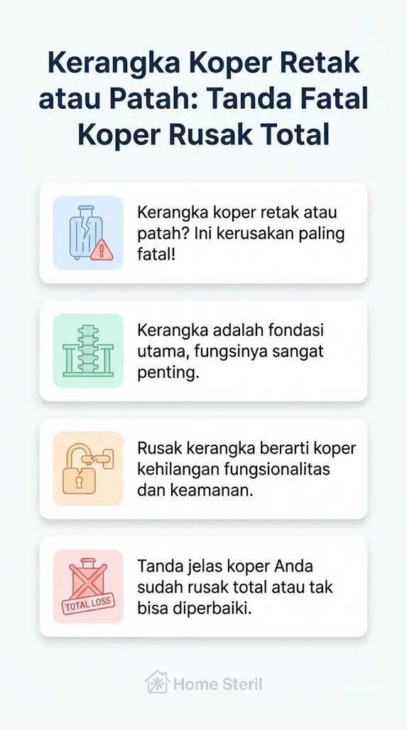 Kerangka Koper Retak atau Patah: Tanda Fatal Koper Rusak Total