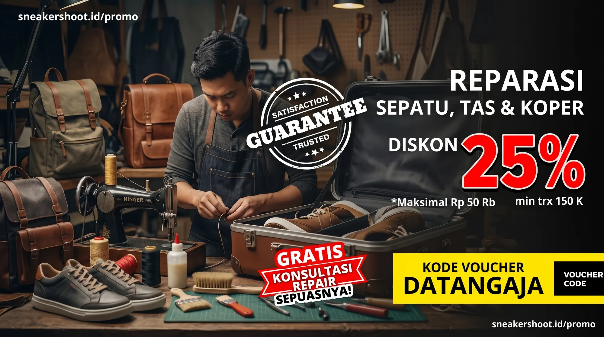 PROMO REPARASI SEPATU, TAS & KOPER DATANG KE TOKO