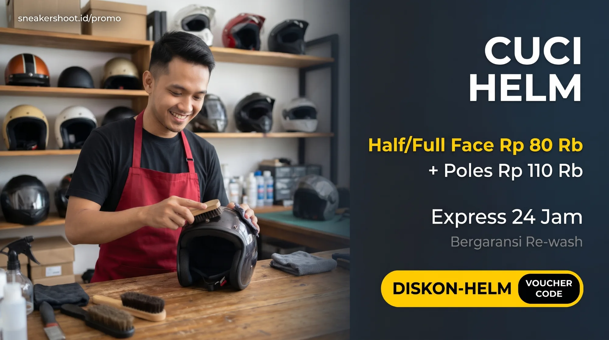 Harga Cuci Helm – Half Face, Full Face & Anak