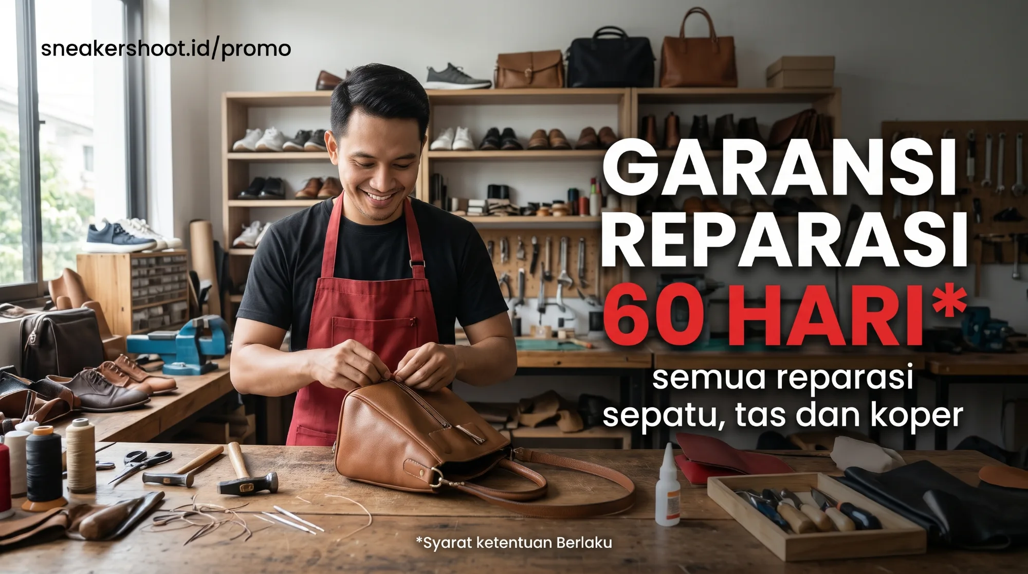 Reparasi Sepatu, Tas & Koper Bergaransi 60 Hari